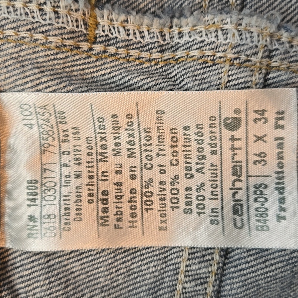 Carhartt Jeans Mens 36x44 (35x33 Actual) Relaxed Fit Straight Leg Denim - Picture 6 of 12